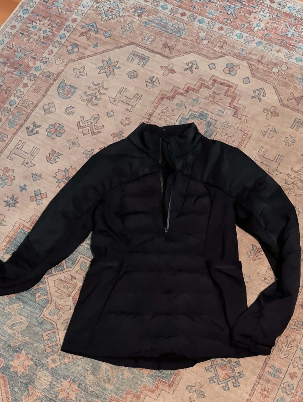 lululemon athletica Black Quilted Half-Zip Pullover Jacket